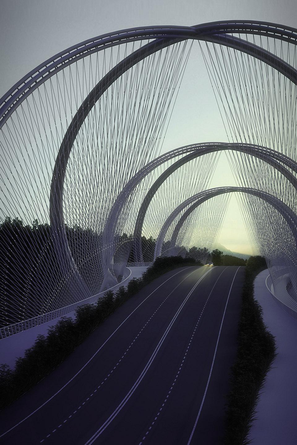 p47680374 北京冬奥会景观桥设计——五环廊桥赏析（腾云驾雾的不真实感，美！！！）